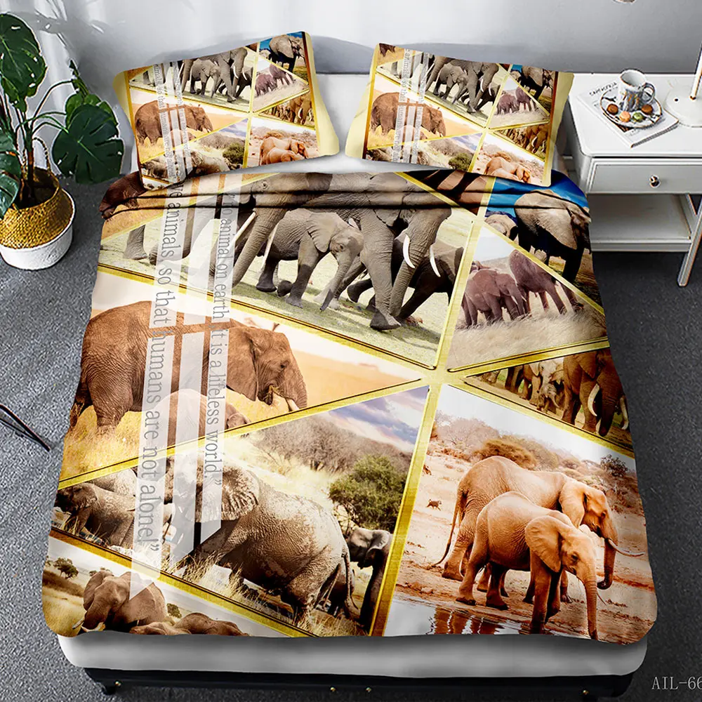 Nimal 3D двойной увеличивающий комфорт Комплект постельного белья 3 шт. Beast Quiltcase наволочка комфорт королева кровать на заказ постельное белье осенних цветов - Цвет: AIL-66