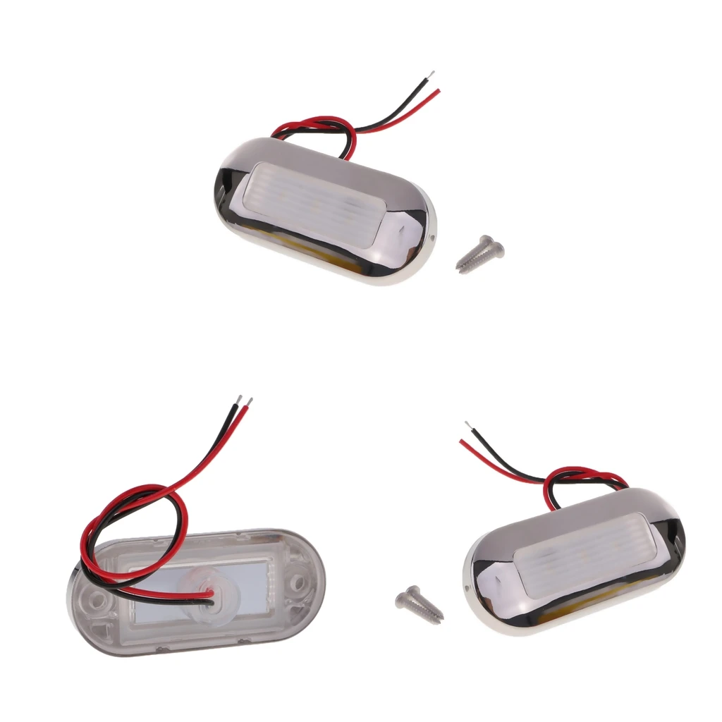 3 Packs 12V Boat LED Oblong Oval Surface Mount Courtesy Accent Light White