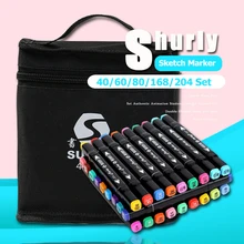 Shurly 30/40/60/80 Цвет двойной головкой маркеры для анимации рисунок пером эскизные ручки для рисования на спиртовой основе товары для рукоделия с 5 подарки