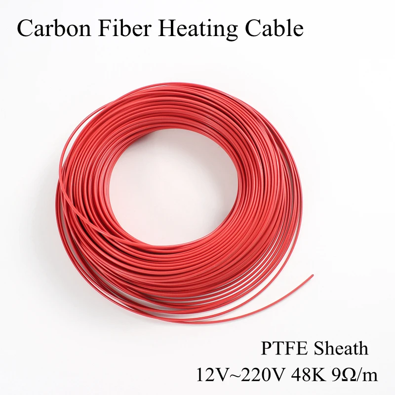 Тефло 12V 220V 48K 9ohm PTFE оболочка из углеродного волокна нагревательный кабель Polyte провод нагреватель для пола под полом инфракрасная теплая крыша комнаты