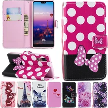 Кожаный флип-чехол-бумажник для huawei Y5 Y6 Y7 Prime Honor 7A 7C 7S 7X P20 9 10 Lite P Smart Plus Z Flower LOVE Heart