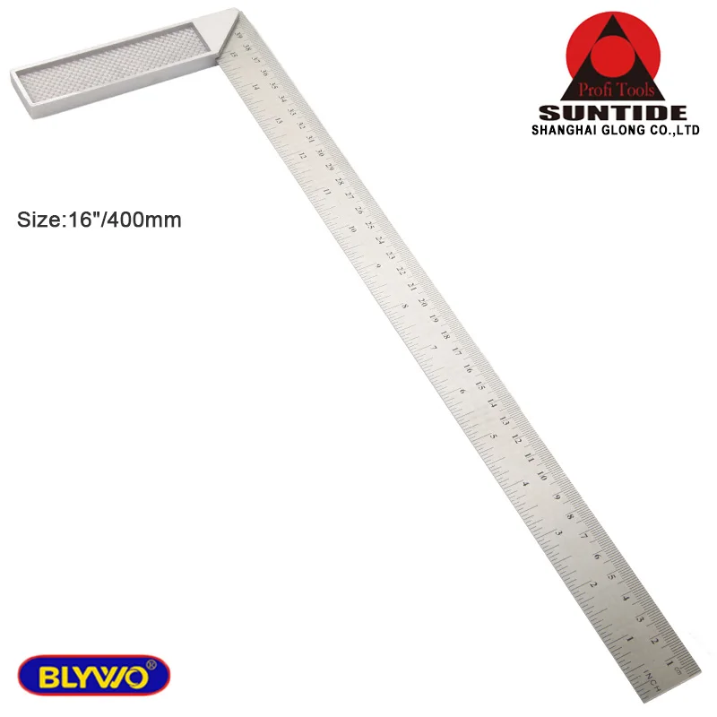 1pc 16inch Stainless Steel Right Measuring Ruler Tool 90 degree metric and inch Angle Square Ruler