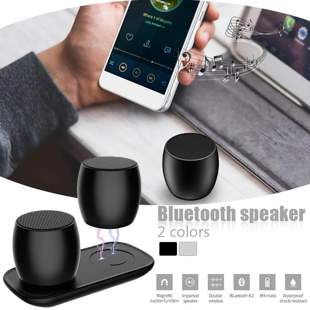 Portable Speakers Wireless Bluetooth Speaker Portable Bluetooth Speaker F1 Bluetooth Speakers TWS System column Portable mini Metal Speaker 3D Stereo Computer Subwoofer Loudspeaker MP3 Player Sardine