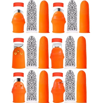 

6 Sets Silicone Thumb Knife,Thumb Cutter with Finger Protectors Finger Cots,for Harvesting Vegetable,Fruit&Plant