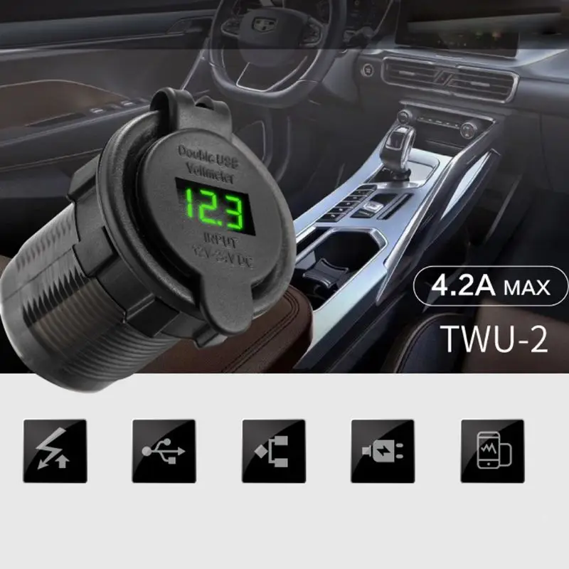 12 в 24 в двойной USB 5 В 2.1A автомобильное зарядное устройство адаптер питания светодиодный вольтметр для грузовика Boa qyh