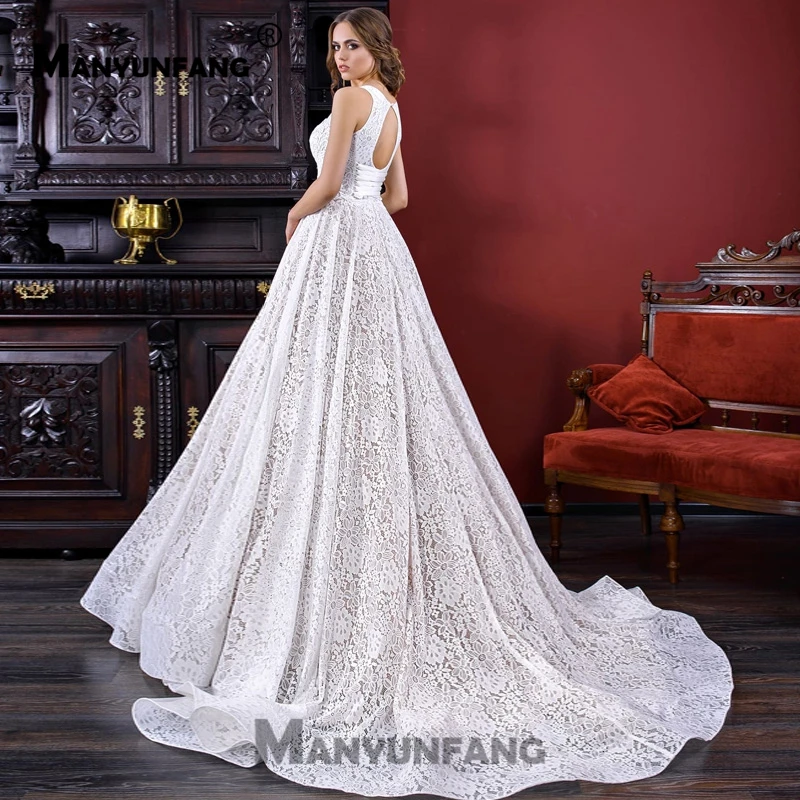 Кружевное свадебное платье на тонких бретельках Vestido De Novia Princesa с вырезом на спине, часовни, Шлейфы для свадебных платьев для невесты, женщин, свадьбы