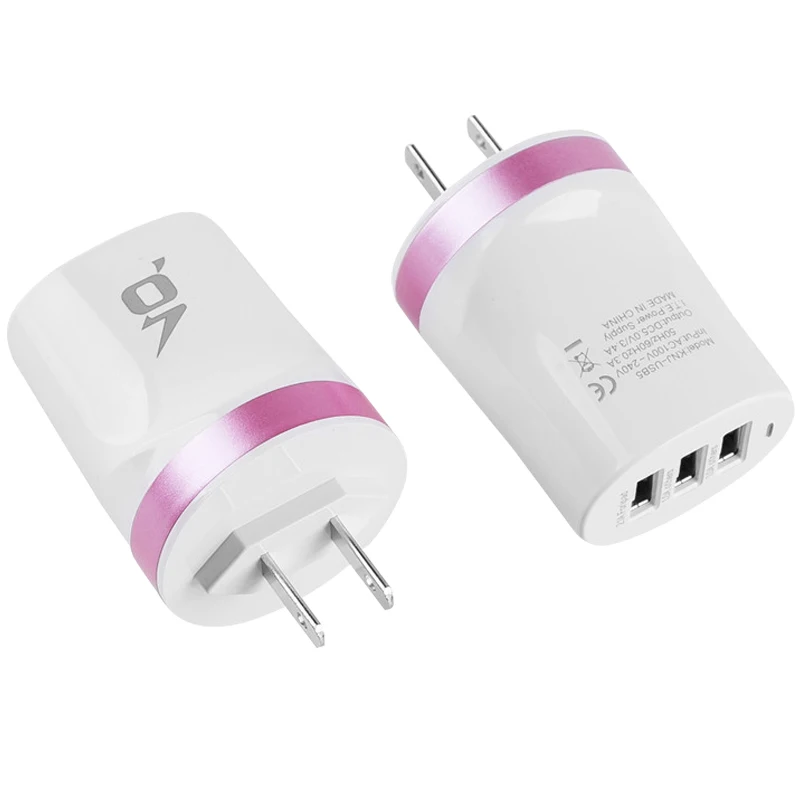 Великобритания Мульти USB настенное зарядное устройство портативное 3 порта зарядное устройство кирпич путешествия штекер куб телефон зарядка iPhone X/8 Plus/8 iPad samsung Galaxy - Цвет: US-Pink