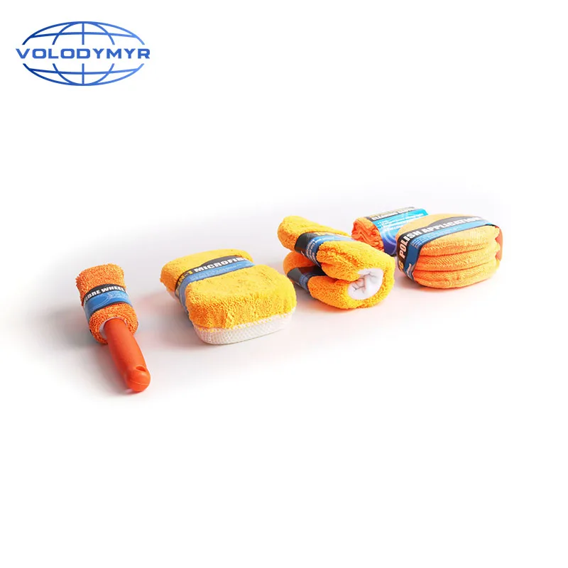 Car Cleaning Tools 9cs Including Microfiber Towel Wheel Cleaner Wash Mitt Tire Brush Wax Sponge for Auto Care Detailing Carwash