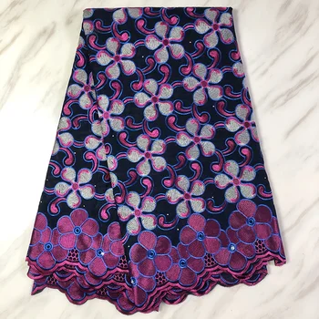 

Swiss voile lace fabric with stones PS125 good quality embroidered beautiful flower pattern top selling 100% Cotton Fabric