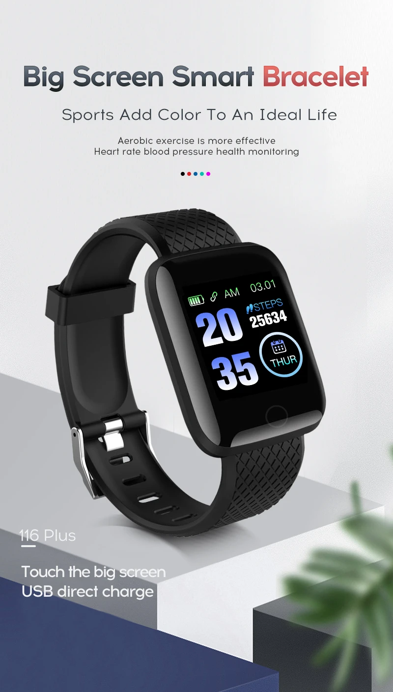 D13 Smart Watch 116 Plus Heart Rate Smart Wristband Sports Watches Smart Band Waterproof Smartwatch for Android iOS Dropshipping