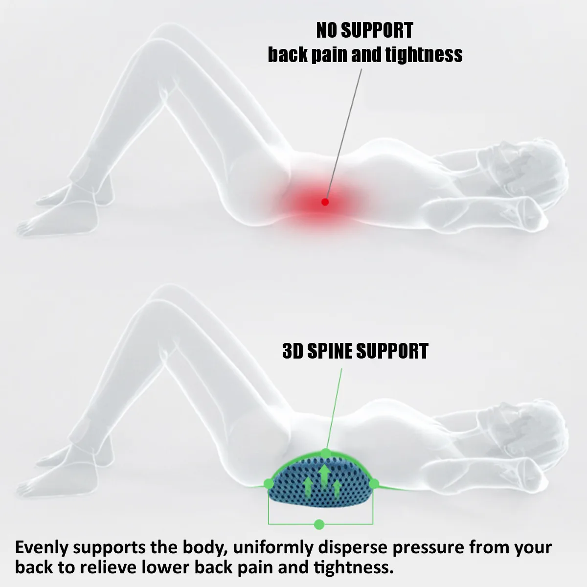 Lumbar Support Pillow For Sleeping Soft Memory Foam Lower Back Support Waist pad Ergonomically designed Memory lumbar pillow