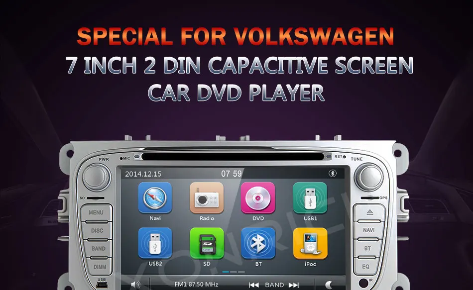 Perfect 2 Din Car Radio DVD Player for FORD/Focus 2 3 S-MAX/Mondeo 4 C-MAX/Galaxy Kuga Multimedia GPS Navigation Head unit Stereo Audio 0
