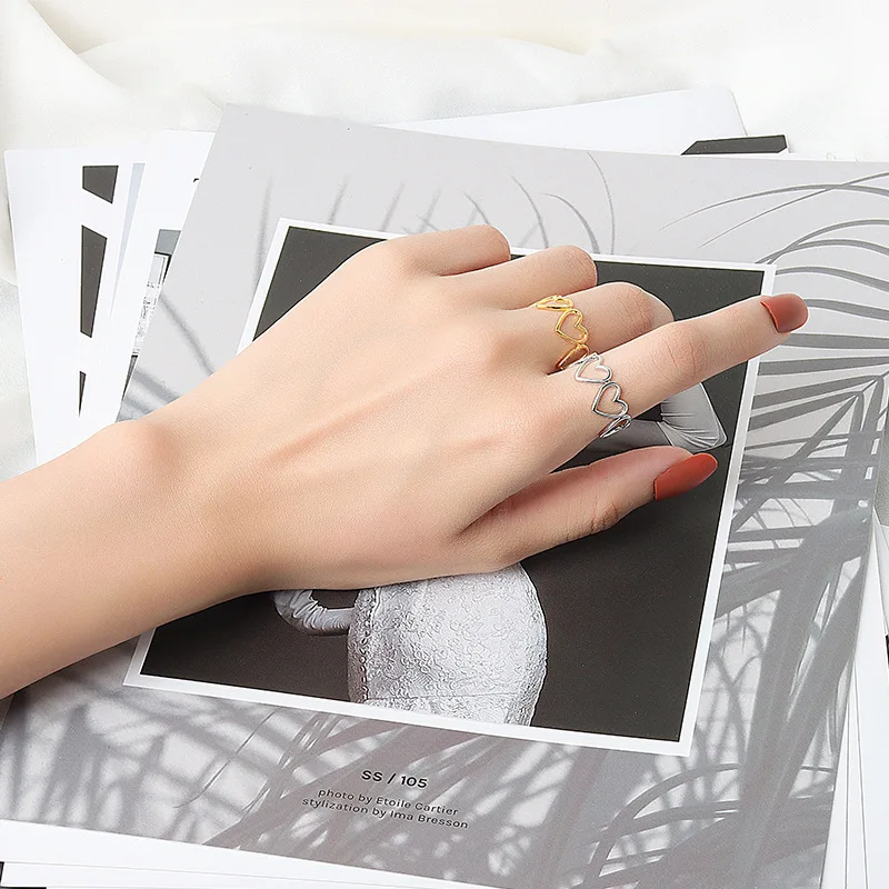 LIVVY Silver Color Love Heart Shell Finger Ring For Women Fashion Party Wedding Jewelry Ring Gift 2021 Trend