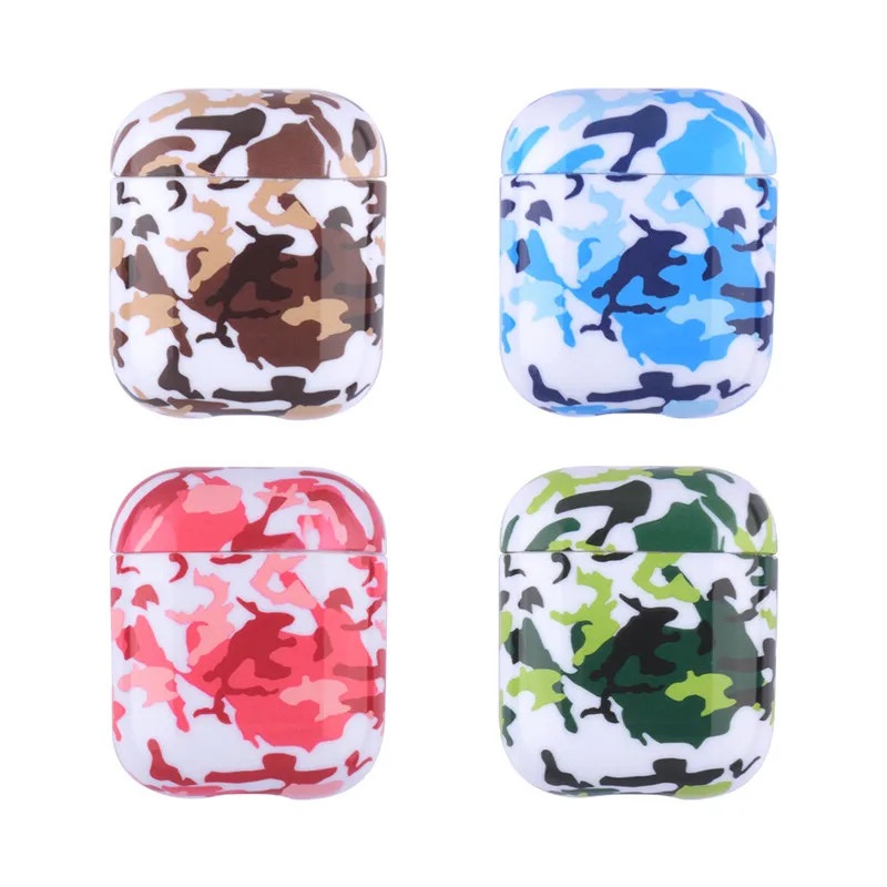 Random color Чехол для Airpods милый Футляр для наушников Funda Irpods Камуфляжный армейский окрашенный Жесткий Чехол для Airpods 2 поколения - Цвет: Random color