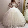 Princesse Ball Gown Wedding Dresses 2022 Scoop Tulle and with Appliques Bridal Gowns Robe De Mariee Sweep Train Vestido De Noiva ► Photo 1/6