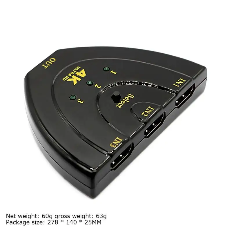 3 порта 4 к HDMI коммутатор видео аудио сплиттер конвертер Поддержка 4 к x 2 к HDTV 3DTV Поддержка аудио выход Dolby TrueHD DTS-HD - Цвет: Pigtail