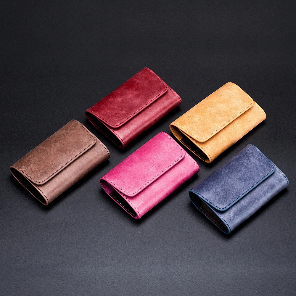 

New Simple Unisex Organ Business Card Holder Genuine Leather Bank Card Case Fashion Hasp Top Layer Cowhide Wallet Coin Purse