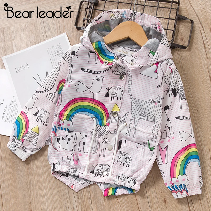 Bear Leader/пальто для девочек Куртки Новые осенние детские пальто Куртка с рисунком