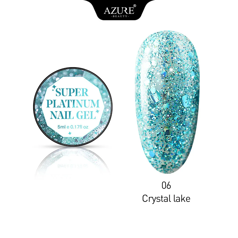 14 Azure beauty Платиновые Блестки УФ-гель для ногтей Блестящие Блестки Гибридный гель светодиодный впитывающий эмаль для ногтей Полупостоянный светодиодный гель эмаль - Цвет: 14