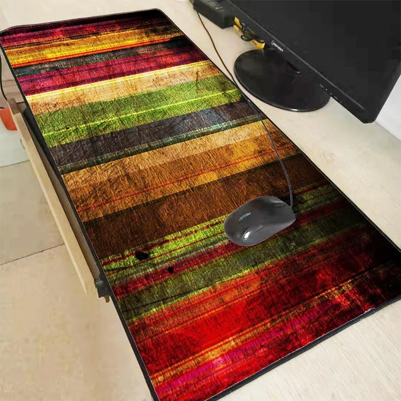 Mairuige Colorful Wood Large Gaming Mouse Pad Lockedge Mouse Mat Keyboard Mat Table Mat Desk Mat Fo