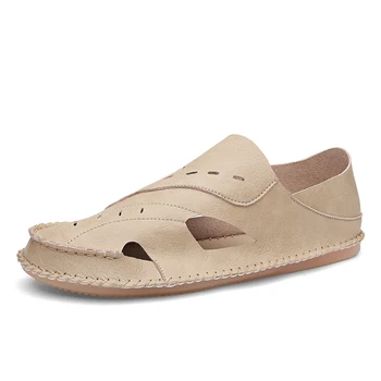 

2020 Fashion Men Beach SandalsMen Roman Style Sandals Summer Leather Shoes Slippers for Beach Outdoor Walking Shoes Male