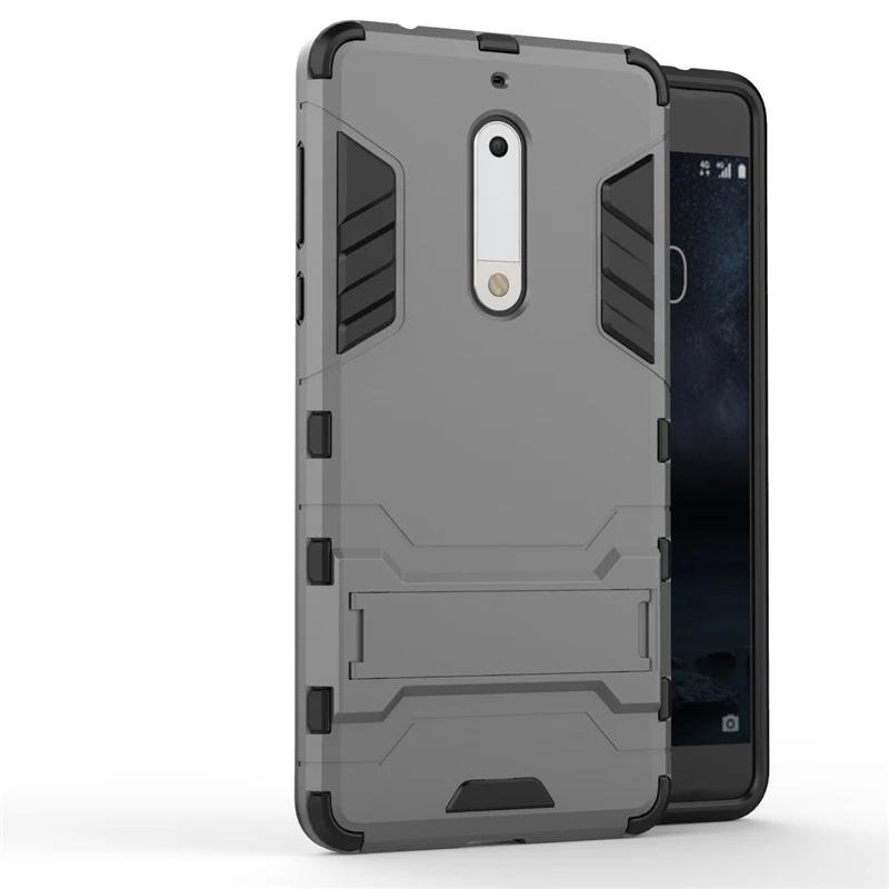Gray Yuhashi противоударный жесткий чехол-подставка для Nokia 5, защитный чехол-накладка для телефона, чехол-бампер для Nokia 5 - Цвет: Gray