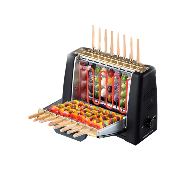 가정용 자동 회전 꼬치 기계, 무연 회전 전기 그릴, 바베큐 그릴, 220V, 1200W