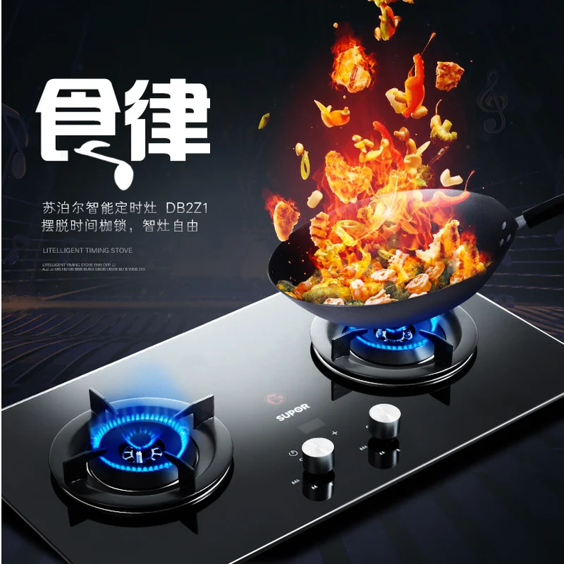 gas cooking stove  Double Burner Table Top Built-in Left Timer Flame failure protection Liquefied gas cooker Natural Gas Stove 2