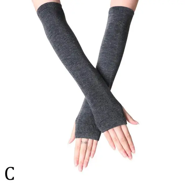 Unisex Long Fingerless Gloves Gloves Arm Cover Striped Cotton Wrist Sleeves Arm Warmer Sleeve Knitted Gloves Womens Fingerless C