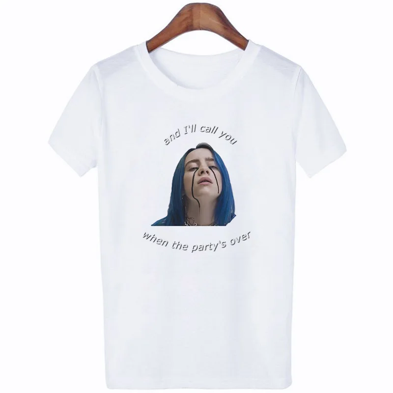 Billie Eilish Футболка женская новая хип-хоп повседневная с круглым вырезом и короткими рукавами летняя футболка высокого качества уличная футболка Топы Футболка - Цвет: 3814