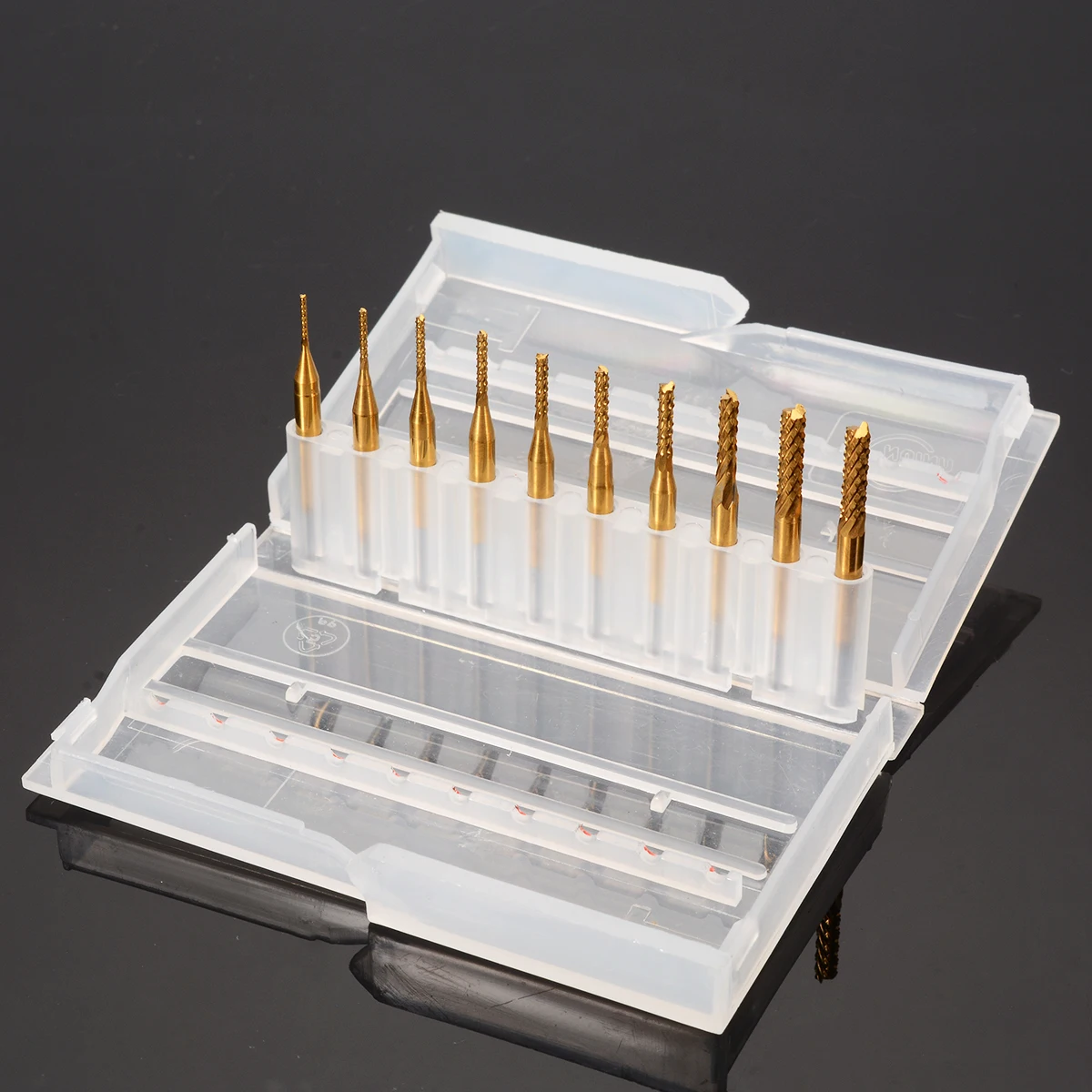 10pcs Carbide Micro Drill Bits CNC PCB Engraving End Mill Tool Set 1/8'' Shank 0.8/1.0/1.2/1.4/1.6/1.8/2.0/2.2/2.4/3.17mm