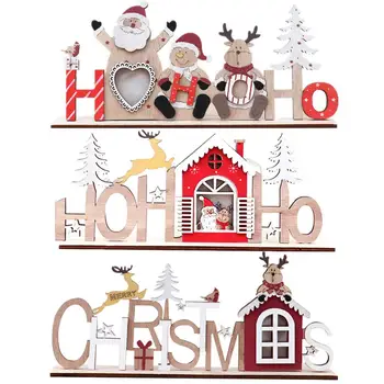 

Christmas Tabletop Wooden Ornaments Desktop Decorative Luminous Small Crafts for Home Decor