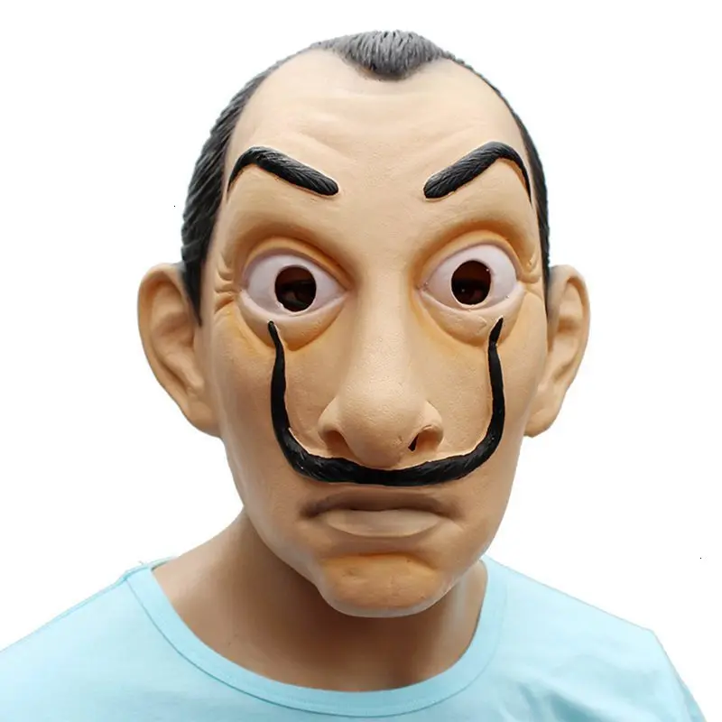 Новая латексная маска бумажный дом La Casa De Papel Salvador Dali маскарадная латексная маска для всего лица костюмы на Хэллоуин маски