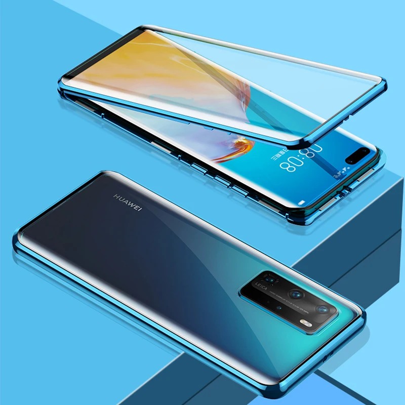 360 полностью Магнитный чехол для Huawei P40 Pro 5G Mate 30 20X P30 двойной стеклянный