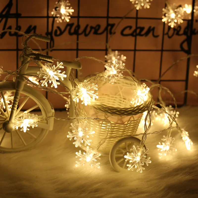 Светодиодный гирлянда праздничные снежинки гирлянда сказочные светильники с питанием от аккумулятора висячие украшения для рождественской елки вечерние домашний декор