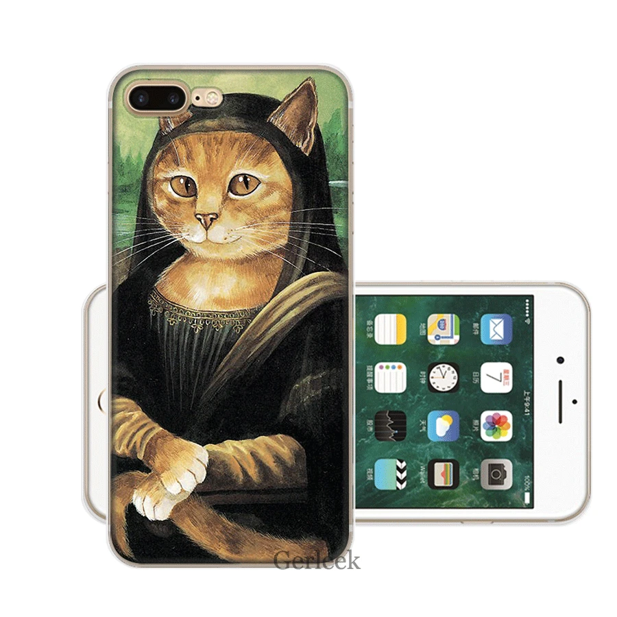 Мобильный чехол для телефона для iPhone XR X XS Max 11 Pro XR 6 6S iPhone 7 8 Plus 5 5S SE TPU чехол смешной Leonardo da Vinci MonaLisa Pat