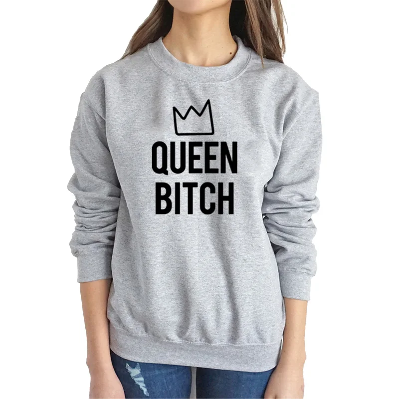 Enjoythespirit queen свитер с принтом для женщин с длинными рукавами и круглым вырезом черный одежда осенняя уличная Женская Толстовка Оверсайз