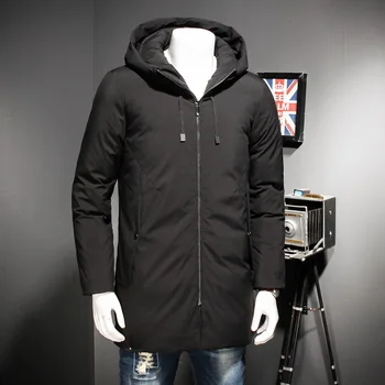 

big Size 8xl Winter Duck Down Jackets For Men Fashion Casual Mens Thickening Hooded Black Coat Long Section Down Men's Jacket