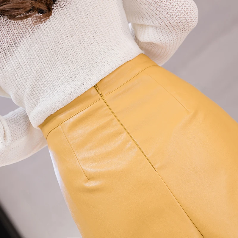 Leather Skirt Mini Pencil Black Women High Waist Skirts Clothing Winter Fall Harajuku Shortvintage Fashion Pu Streetwear