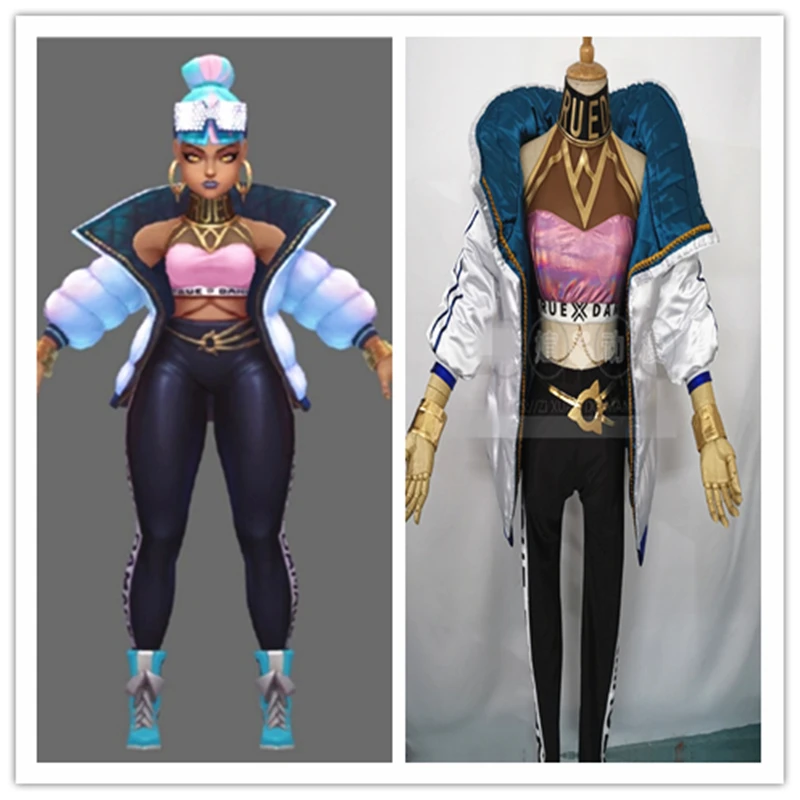 Anime Clothes Cosplay Costumes LOL Qiyana True Damage Real Hurt Band Suits lol Jacket Pants Customized A | Тематическая одежда и