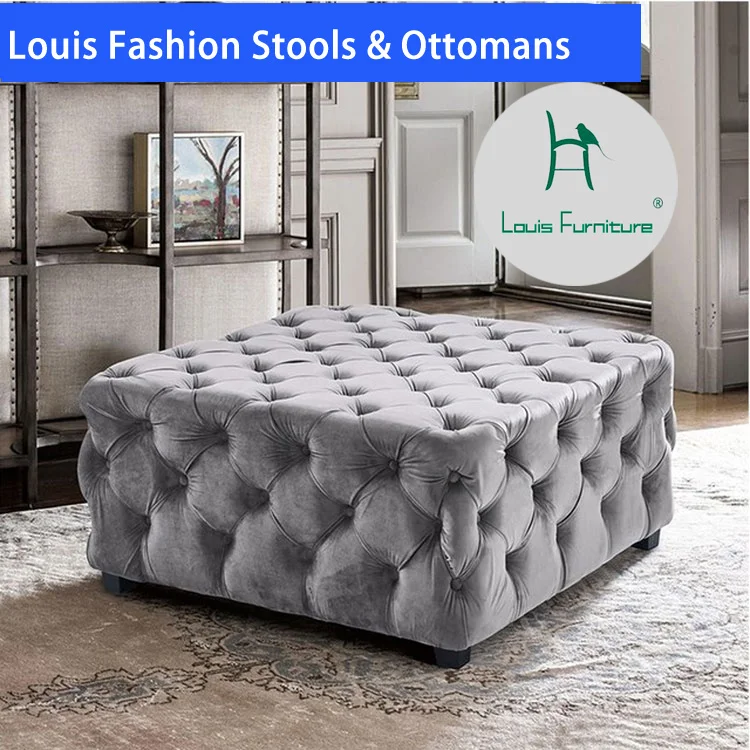 Бархатный серый стул в американском стиле для пробной смены обуви маленький