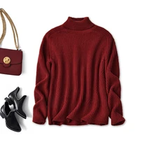 

Shuchan Womens Sweaters Turtleneck Wool Office Lady Solid Classic Style Loose-fitting Pullover Dropshipping Knit Top Winter