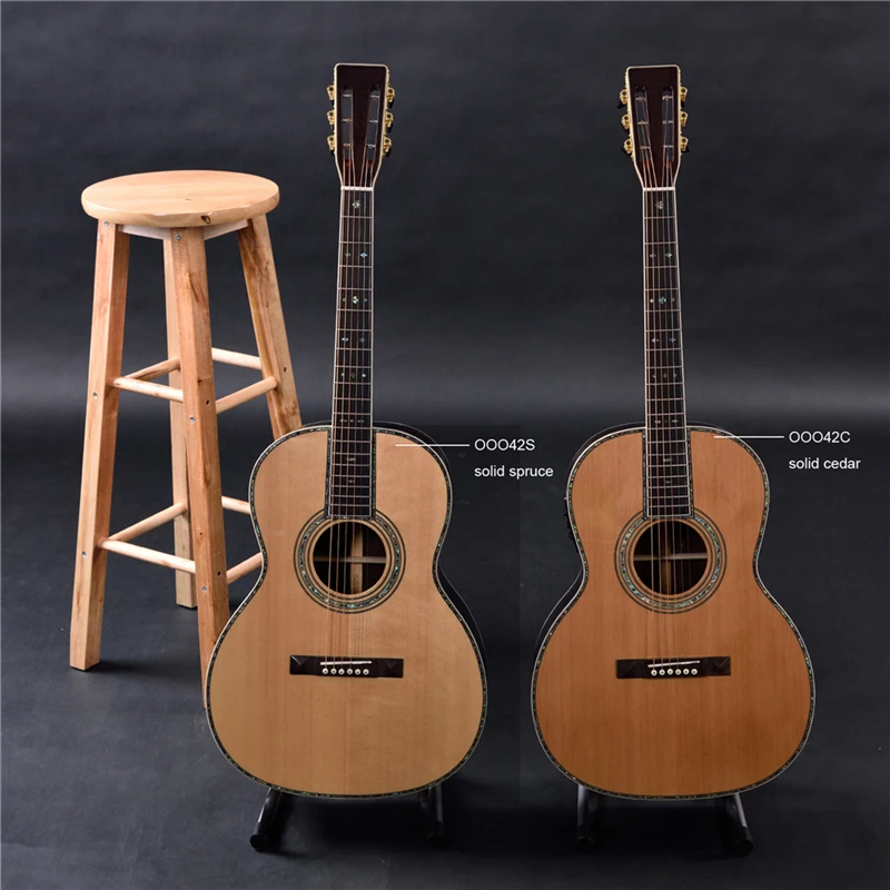 Ooo42 Style 40 Inch Parlor Style Solid Wood Acoustic Guitar, Folk