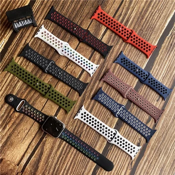 

Two-color Silicone belt Sport bracelet iWatch series 40 38 42 44 mm Strap for Apple watch band 40mm/44mm/42mm/38mm Accessories
