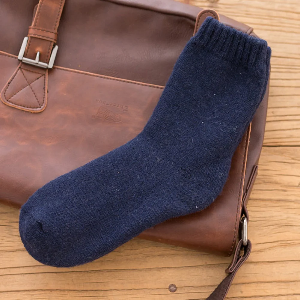 Navy Blue 1 пара мужские зимние спортивные домашние катания на коньках не скользкий мягкий средней пробки уличные Лыжные носки дышащие однотонные впитывающие пот удобные - Цвет: Navy Blue