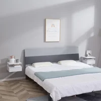 HOMCOM набор из 2 плавающих прикроватных столов с 1 выдвижным ящиком и полкой 35x32x22,5 см — изображение 2