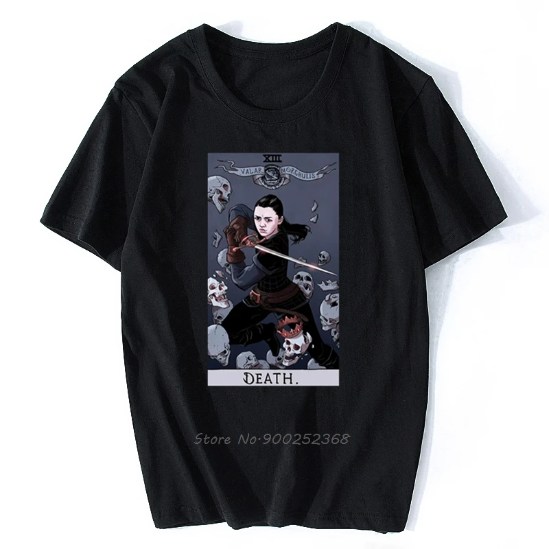 Arya Stark Got T-Shirt Tarot Card Death Valar Morghulis TShirt Summer Men Cotton T-shirt Hip Hop Tees Harajuku Streetwear | Мужская