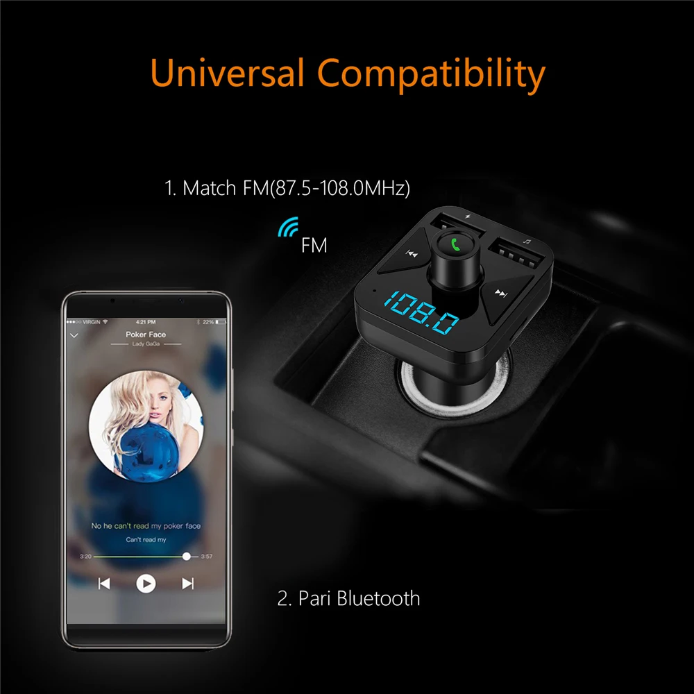 Автомобильный Bluetooth fm-передатчик цифровой дисплей Автомобильный аккумулятор дисплей напряжения Авто аксессуары XQ-171