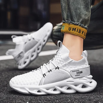 

Vodka New Flying Weaving Lightweight Breathable Sport Casual Shoes For Men Solid Lace Up Big Size 46 Zapatillas Hombre Wholesale