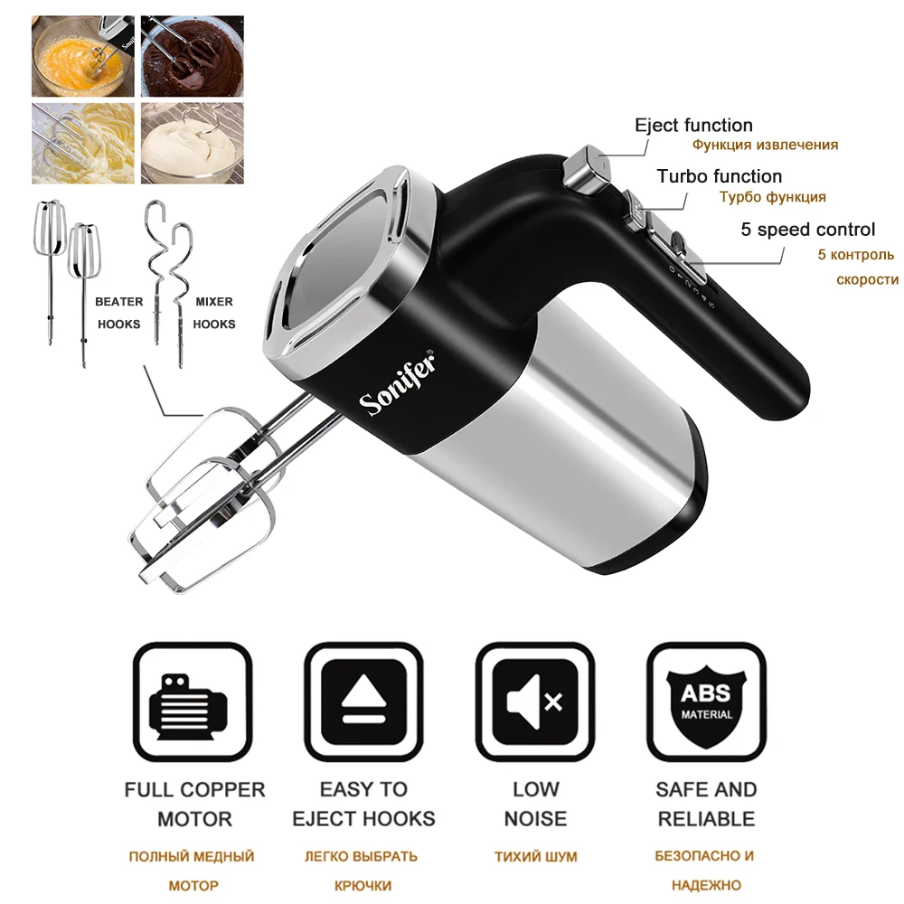 Günstige 5 geschwindigkeiten 500W High Power Elektrischen Mixer Hand Mixer Teig Mixer Schneebesen Hand Mixer Für Küche 220V Sonifer